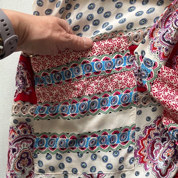 Peter Alexander Cream, Red & Blue Patterned Satin Robe - Picture 7 of 10